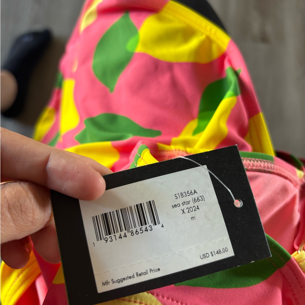 Kate Spade One Piece Swimsuit M Sea Star Underwire Lemons Pink Summer - Picture 7 of 8